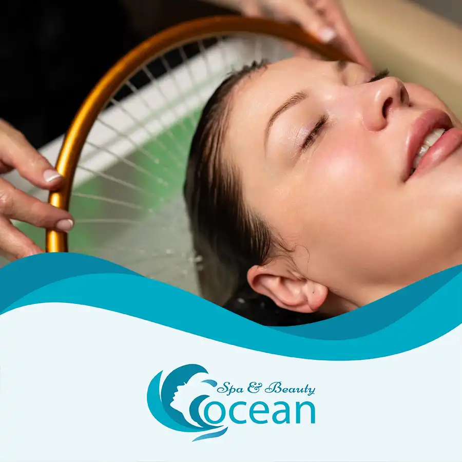 Vietnamese Hair Wash & Head Spa in Hoi An | Ocean Spa Therapist performing a relaxing Vietnamese hair wash and scalp massage on a client at Ocean Spa Hoi An